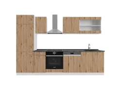 Vicco R-Line Küchenzeile Artisan Eiche/Weiß 300 cm AP Anthrazit ohne E-Geräte