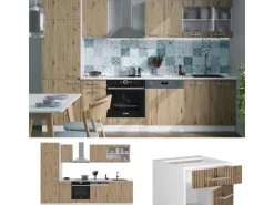 Vicco R-Line Küchenzeile Artisan Eiche/Weiß 300 cm AP Anthrazit ohne E-Geräte