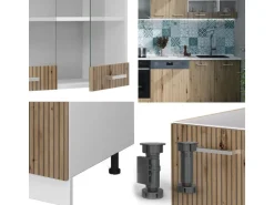 Vicco R-Line Küchenzeile Artisan Eiche/Weiß 300 cm AP Anthrazit ohne E-Geräte