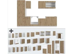 Vicco R-Line Küchenzeile Artisan Eiche/Weiß 300 cm AP Anthrazit ohne E-Geräte