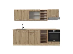 Vicco R-Line Küchenzeile Artisan-Eiche/Goldkraft Eiche 240 cm ohne Arbeitsplatte ohne E-Geräte