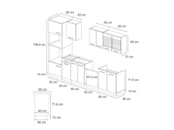 Vicco R-Line Küchenzeile Artisan-Eiche/Goldkraft Eiche 300 cm mit HochschrankAP Marmor ohne E-Geräte