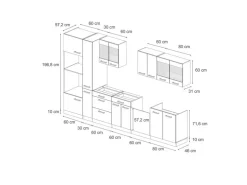 Vicco R-Line Küchenzeile Artisan Eiche/Anthrazit 350 cm mit Hochschrankohne Arbeitsplatte ohne E-Geräte