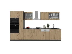 Vicco R-Line Küchenzeile Artisan Eiche/Anthrazit 350 cm mit Hochschrankohne Arbeitsplatte ohne E-Geräte