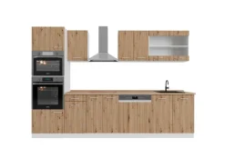 Vicco R-Line Küchenzeile Artisan Eiche/Weiß 300 cm mit HochschrankAP Eiche ohne E-Geräte