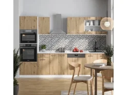 Vicco R-Line Küchenzeile Artisan Eiche/Weiß 300 cm mit HochschrankAP Eiche ohne E-Geräte