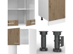 Vicco R-Line Küchenzeile Artisan Eiche/Weiß 300 cm mit HochschrankAP Eiche ohne E-Geräte