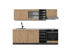 Vicco R-Line Küchenzeile Artisan Eiche/Anthrazit 240 cm AP Marmor ohne E-Geräte