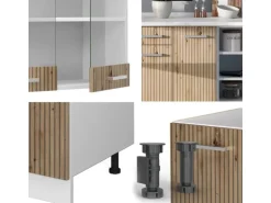 Vicco R-Line Küchenzeile Artisan Eiche/Weiß 240 cm AP Eiche ohne E-Geräte