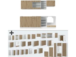 Vicco R-Line Küchenzeile Artisan Eiche/Weiß 240 cm AP Eiche ohne E-Geräte