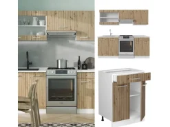 Vicco R-Line Küchenzeile Artisan Eiche/Weiß 200 cm AP Eiche ohne E-Geräte