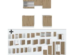 Vicco R-Line Küchenzeile Artisan Eiche/Weiß 200 cm AP Eiche ohne E-Geräte