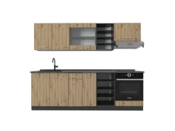 Vicco R-Line Küchenzeile Artisan Eiche/Anthrazit 240 cm ohne Arbeitsplatte ohne E-Geräte