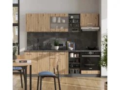 Vicco R-Line Küchenzeile Artisan Eiche/Anthrazit 240 cm ohne Arbeitsplatte ohne E-Geräte