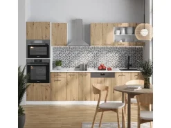 Vicco R-Line Küchenzeile Artisan Eiche/Weiß 300 cm mit HochschrankAP Anthrazit ohne E-Geräte