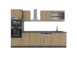 Vicco R-Line Küchenzeile Artisan Eiche/Anthrazit 300 cm mit HochschrankAP Anthrazit ohne E-Geräte