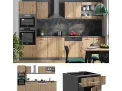 Vicco R-Line Küchenzeile Artisan Eiche/Anthrazit 300 cm mit HochschrankAP Anthrazit ohne E-Geräte