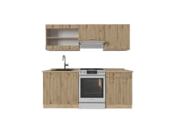 Vicco R-Line Küchenzeile Artisan-Eiche/Goldkraft Eiche 200 cm ohne Arbeitsplatte ohne E-Geräte