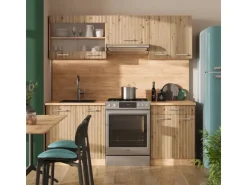 Vicco R-Line Küchenzeile Artisan-Eiche/Goldkraft Eiche 200 cm ohne Arbeitsplatte ohne E-Geräte