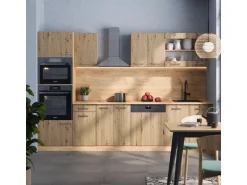 Vicco R-Line Küchenzeile Artisan-Eiche/Goldkraft Eiche 300 cm mit HochschrankAP Anthrazit ohne E-Geräte