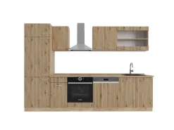 Vicco R-Line Küchenzeile Artisan-Eiche/Goldkraft Eiche 300 cm AP Eiche ohne E-Geräte