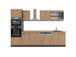 Vicco R-Line Küchenzeile Artisan Eiche/Anthrazit 300 cm mit HochschrankAP Eiche ohne E-Geräte