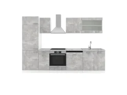 Vicco R-Line Küchenzeile Beton 300 cm AP Marmor ohne E-Geräte