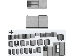 Vicco R-Line Küchenzeile Beton/Anthrazit 140 cm AP Eiche ohne E-Geräte