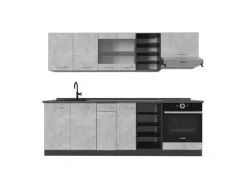 Vicco R-Line Küchenzeile Beton/Anthrazit 240 cm AP Anthrazit ohne E-Geräte