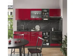 Vicco R-Line Küchenzeile Bordeaux Hochglanz/Anthrazit 240 cm ohne Arbeitsplatte ohne E-Geräte