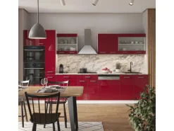 Vicco R-Line Küchenzeile Bordeaux Hochglanz/Weiß 350 cm mit HochschrankAP Anthrazit ohne E-Geräte