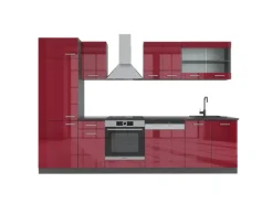 Vicco R-Line Küchenzeile Bordeaux Hochglanz/Anthrazit 300 cm AP Anthrazit ohne E-Geräte