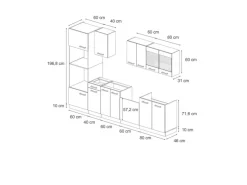 Vicco R-Line Küchenzeile Bordeaux Hochglanz/Anthrazit 300 cm mit HochschrankAP Anthrazit ohne E-Geräte