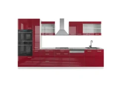 Vicco R-Line Küchenzeile Bordeaux Hochglanz/Weiß 350 cm mit Hochschrankohne Arbeitsplatte ohne E-Geräte