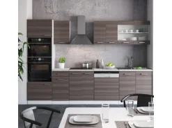 Vicco R-Line Küchenzeile Edelgrau/Weiß 300 cm mit HochschrankAP Marmor ohne E-Geräte