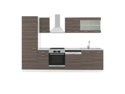 Vicco R-Line Küchenzeile Edelgrau/Weiß 300 cm ohne Arbeitsplatte ohne E-Geräte