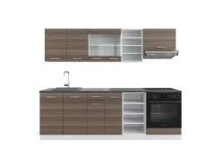 Vicco R-Line Küchenzeile Edelgrau/Weiß 240 cm AP Anthrazit ohne E-Geräte