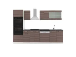 Vicco R-Line Küchenzeile Edelgrau/Weiß 300 cm mit HochschrankAP Anthrazit ohne E-Geräte