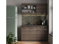 Vicco R-Line Küchenzeile Edelgrau/Anthrazit 140 cm AP Eiche ohne E-Geräte