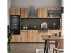 Vicco R-Line Küchenzeile Goldkraft Eiche/Anthrazit 300 cm mit Hochschrank AP Anthrazit ohne E-Geräte