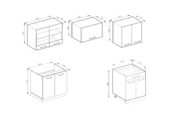 Vicco R-Line Küchenzeile Goldkraft Eiche/Anthrazit 200 cm ohne Arbeitsplatte ohne E-Geräte