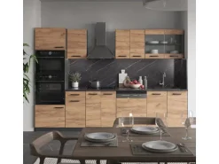 Vicco R-Line Küchenzeile Goldkraft Eiche/Anthrazit 300 cm mit HochschrankAP Eiche ohne E-Geräte