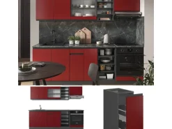Vicco R-Line Küchenzeile Rot/Anthrazit 240 cm J-Shape ohne E-Geräte