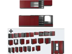 Vicco R-Line Küchenzeile Rot/Anthrazit 240 cm J-Shape ohne E-Geräte