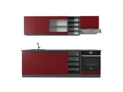 Vicco R-Line Küchenzeile Rot/Anthrazit 240 cm AP Anthrazit ohne E-Geräte