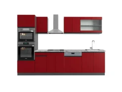 Vicco R-Line Küchenzeile Rot/Anthrazit 300 cm mit HochschrankAP Marmor ohne E-Geräte