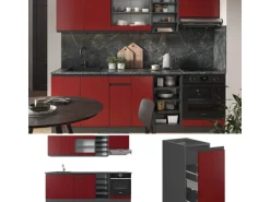 Vicco R-Line Küchenzeile Rot/Anthrazit 240 cm AP Eiche ohne E-Geräte