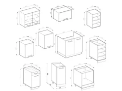 Vicco R-Line Küchenzeile Rot/Anthrazit 240 cm AP Eiche ohne E-Geräte