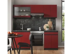 Vicco R-Line Küchenzeile Rot/Anthrazit 200 cm AP Anthrazit ohne E-Geräte