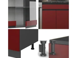 Vicco R-Line Küchenzeile Rot/Anthrazit 200 cm AP Anthrazit ohne E-Geräte